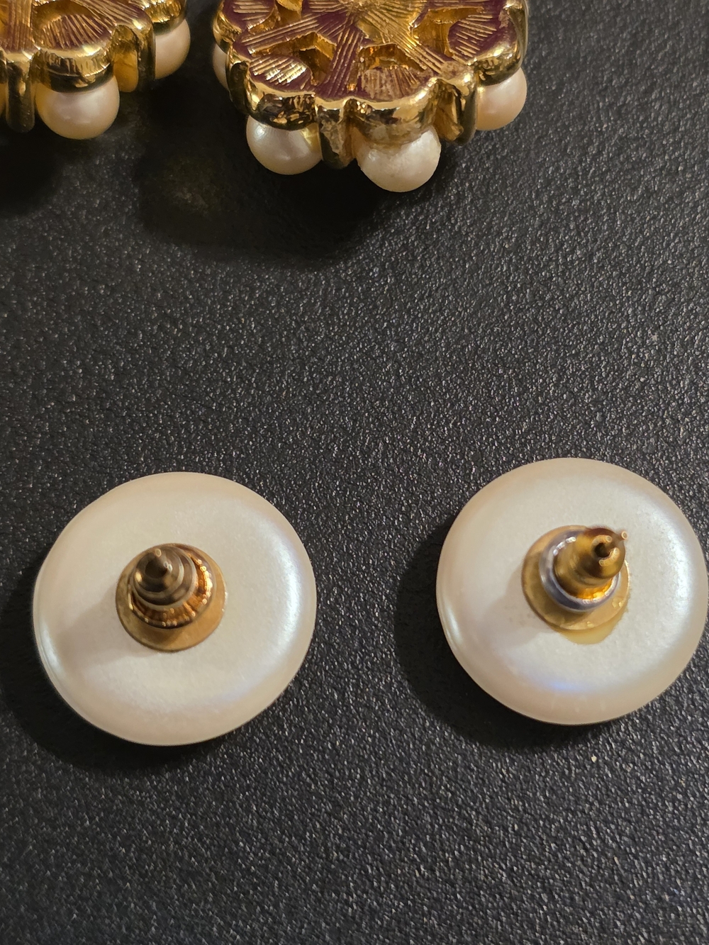 Vintage Pearl Earring Trio in White and Gold - Picture 8 of 8